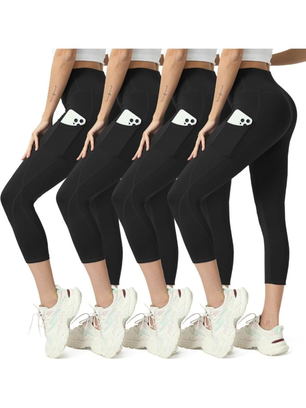 High Waisted Capri Leggings for Women with Pockets - Yoga & Gym Pants